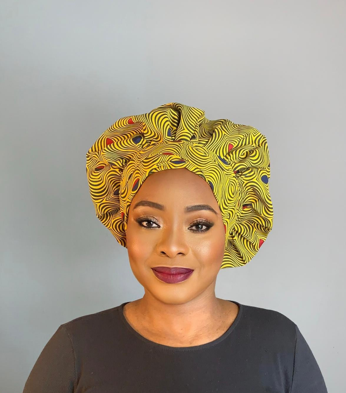 Yellow Satin Turban Hat
