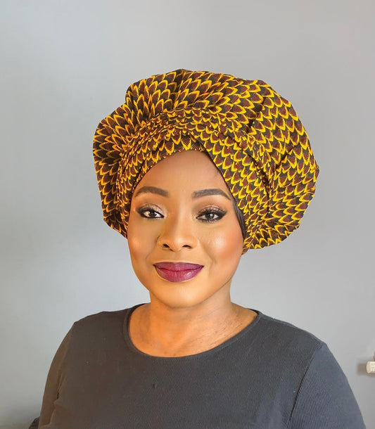 Set aus Ohrringen und Haube aus Wachssatin | Wachsturban mit Satinfutter