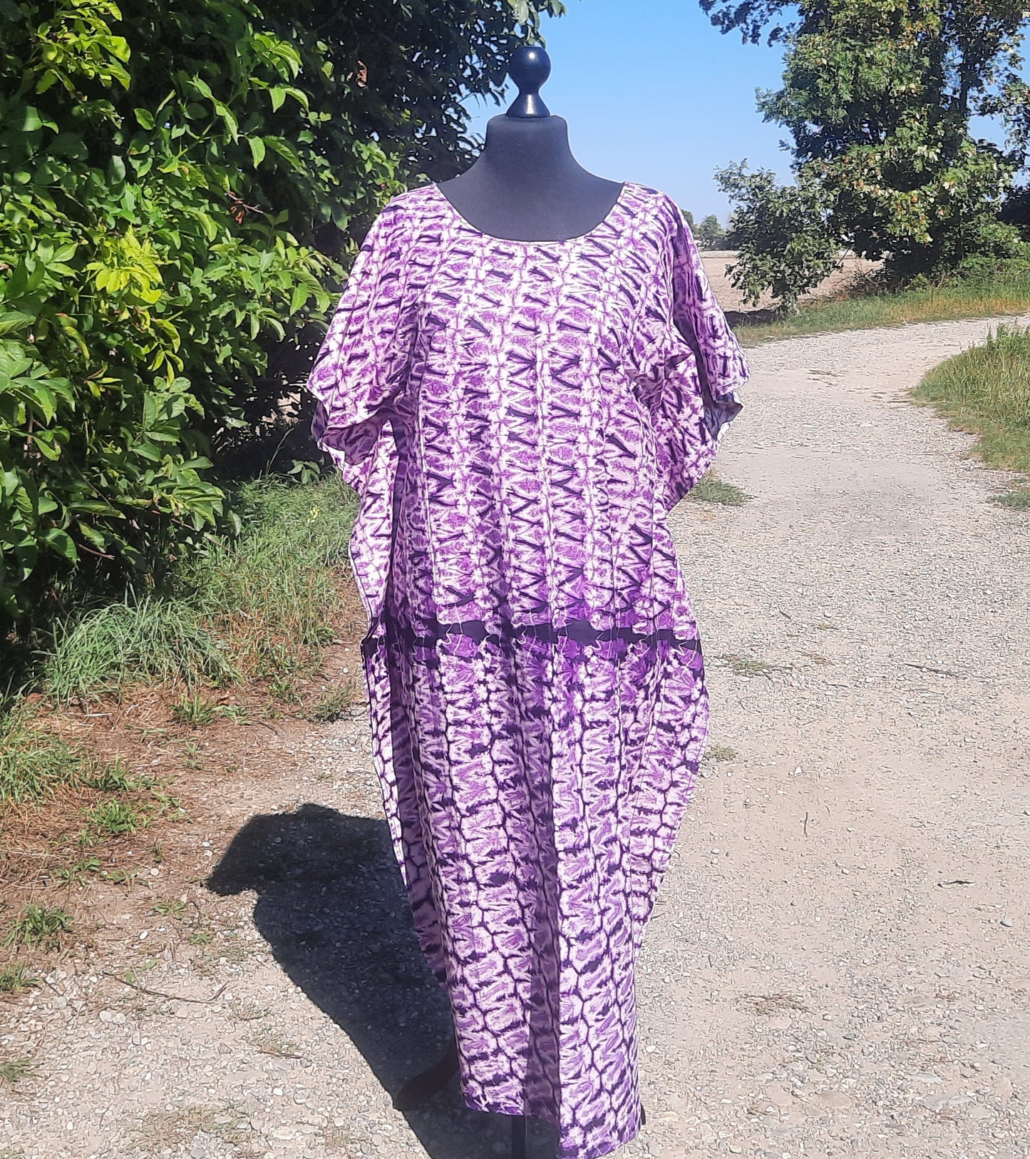 Robe femme Bazin caftan rose 100 % coton doux
