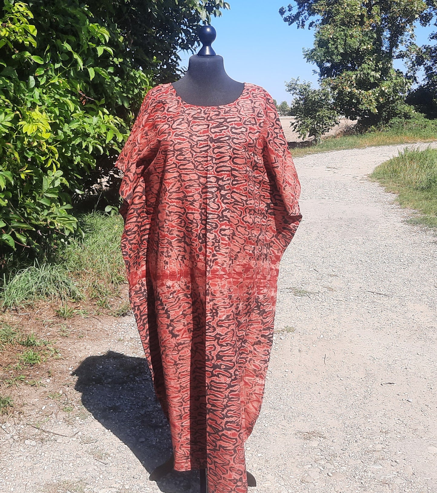 Robe femme bazin Rouge Caftan 100%Coton