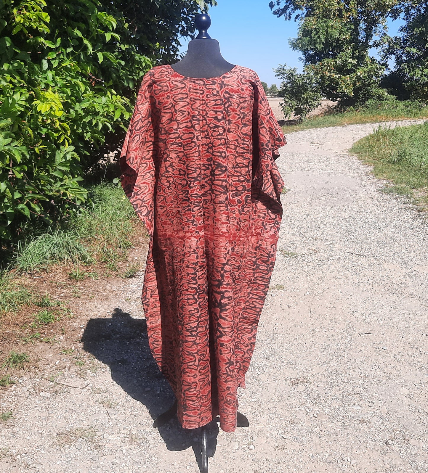 Robe femme bazin Rouge Caftan 100%Coton