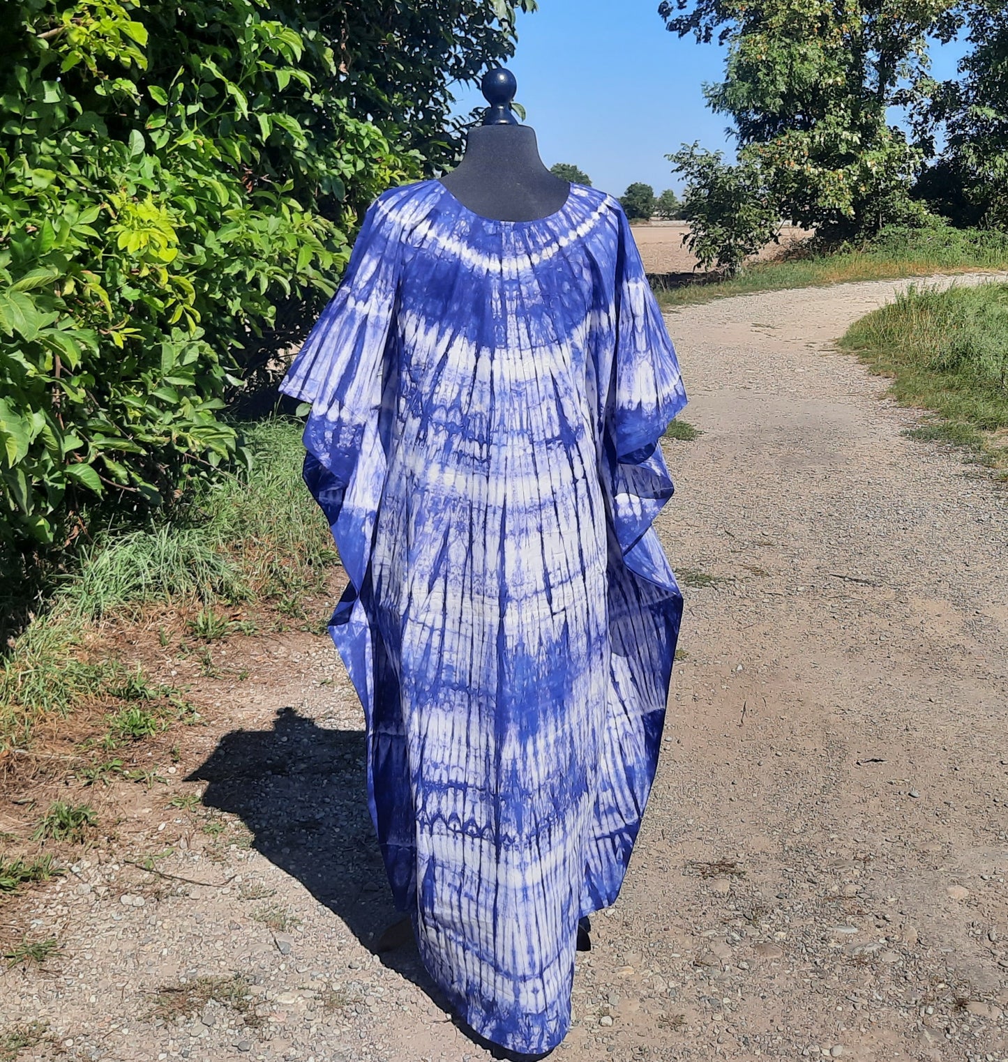 Robe Longue Boubou Batik Makeba Bleu