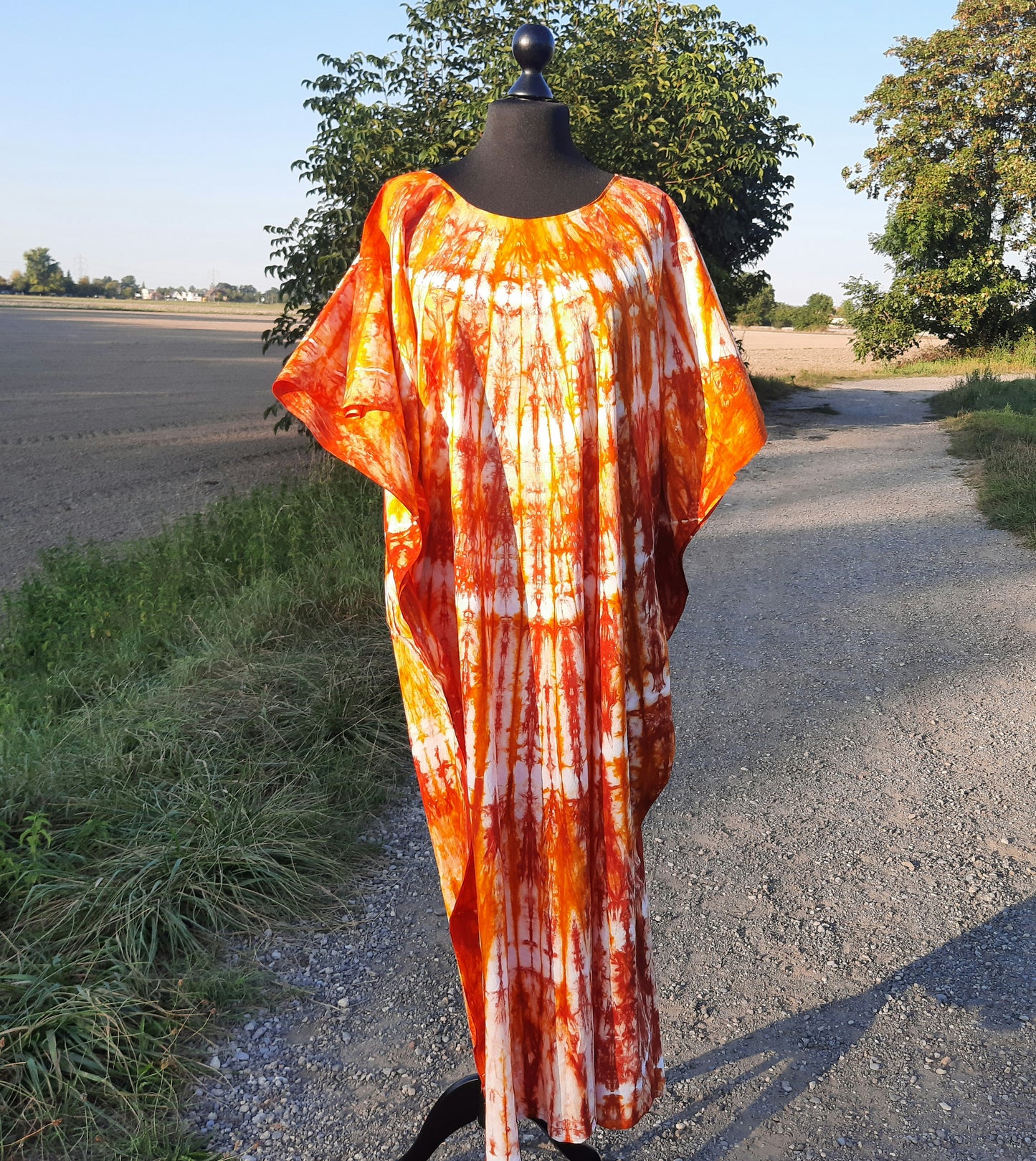 Robe Longue Batik Makeba Orange Rouge