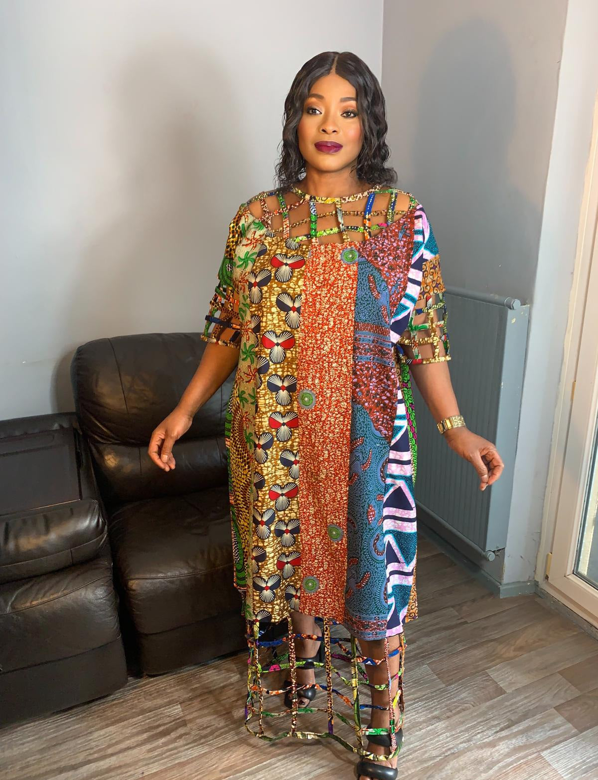 Robe Patchwork Longue a Grillage Wax De Qualité Tendance Coton