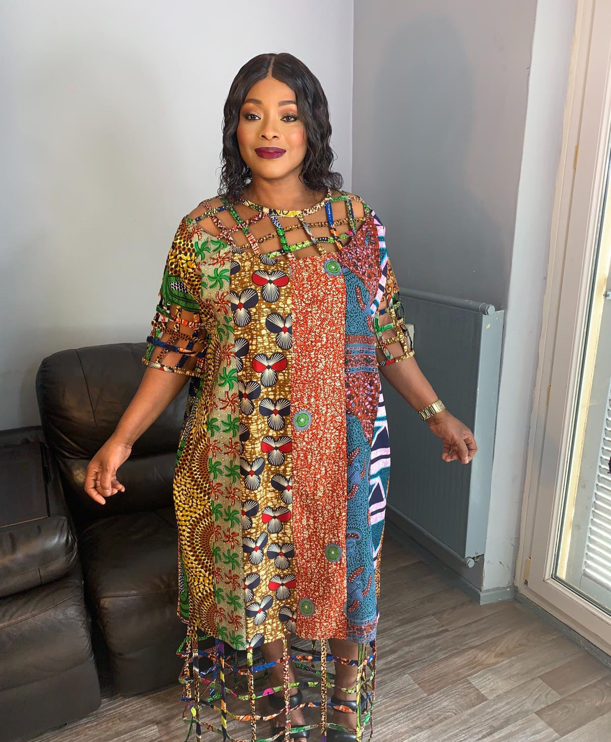 Robe Patchwork Longue a Grillage Wax De Qualité Tendance Coton