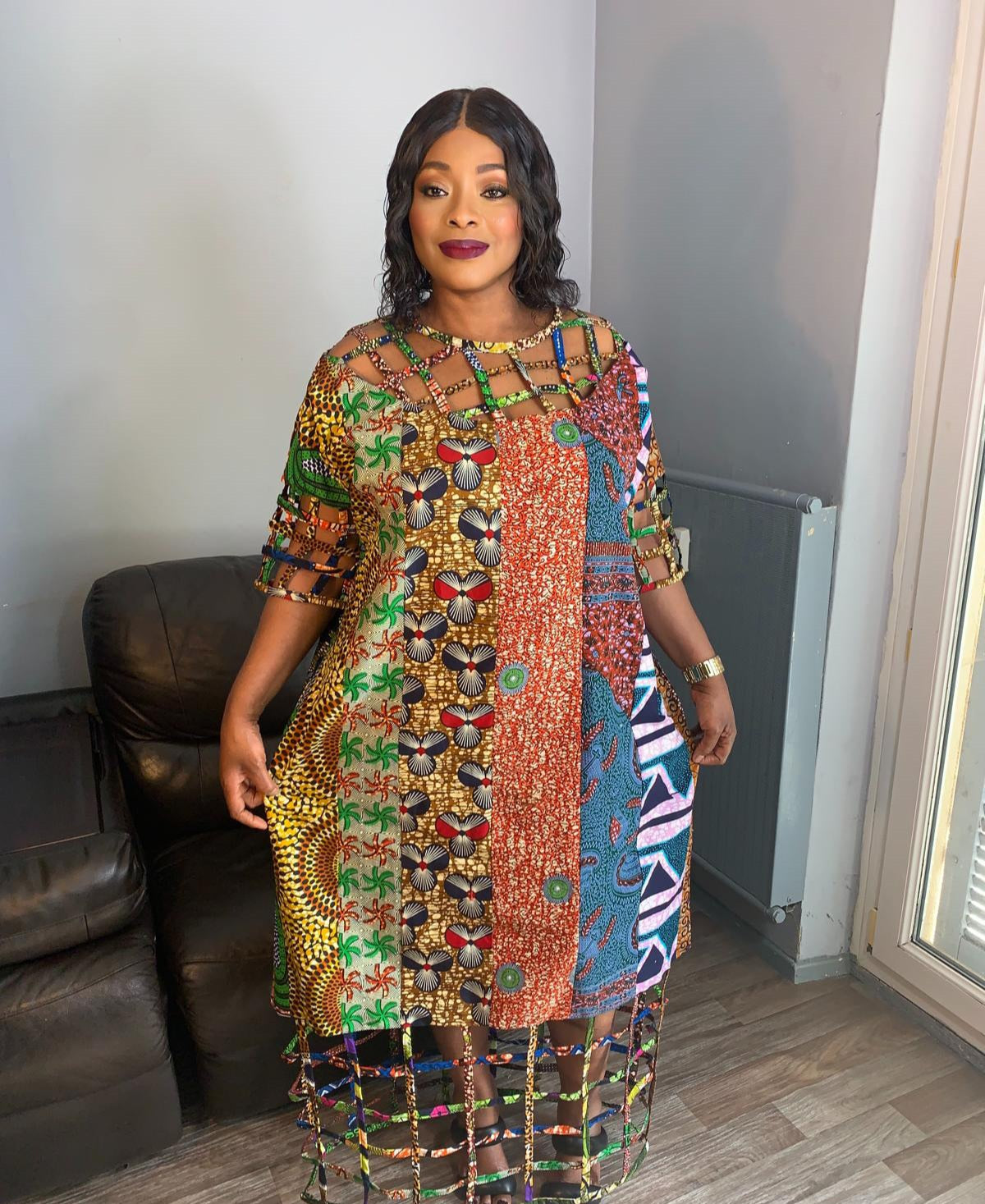 Robe Patchwork Longue a Grillage Wax De Qualité Tendance Coton