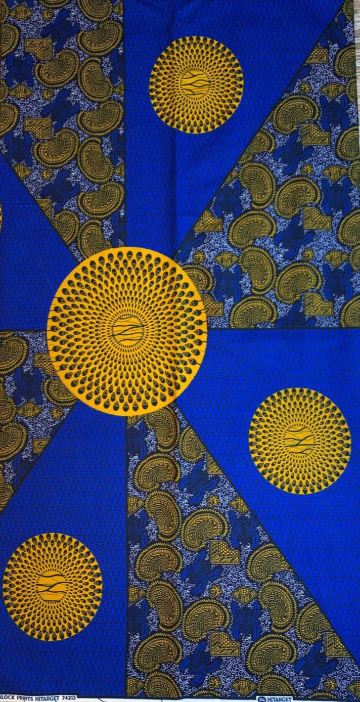 Tissus Wax Africain 100% Coton Ankara 1 à 6 yard Wax Hitarget Bleu