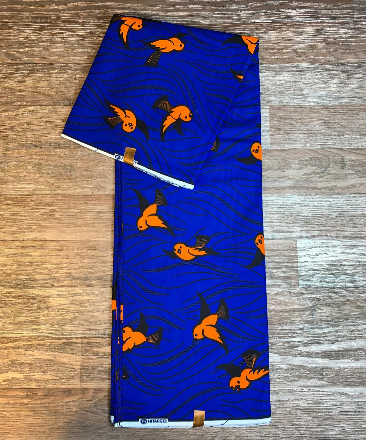 Tissus Wax Africain 100% Coton Ankara 1 à 12 yards Wax Hitarget Oisillon Orange Bleu