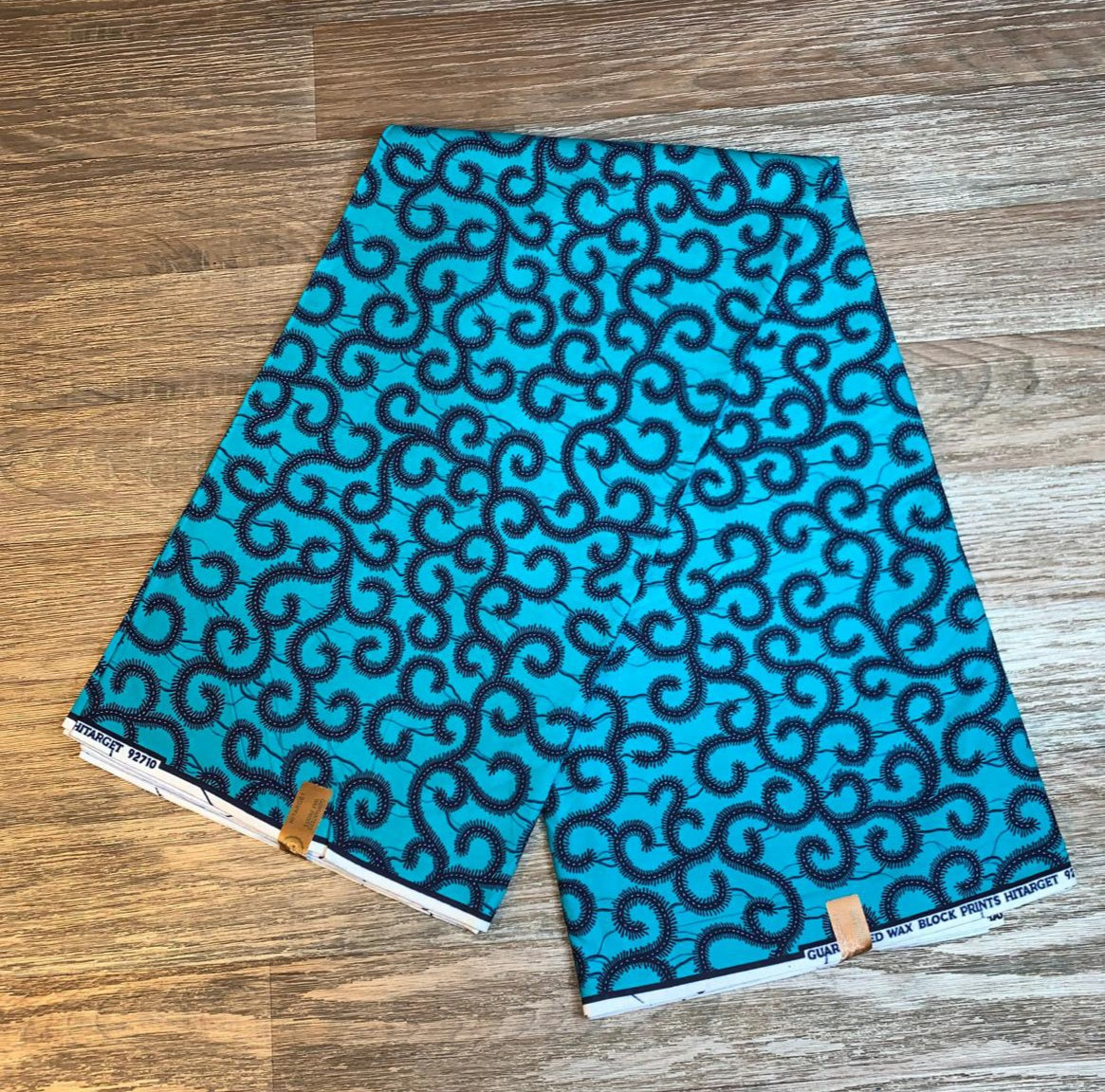 Tissus Wax Africain 100% Coton Ankara De 1 à 12 yards Wax Hitarget motif : Macaroni Turquoise