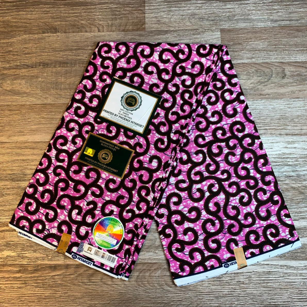 Tissus Wax Africain 100% Coton Ankara 1 à 6 yards Wax Hitarget Macaroni Pink Ankara rose