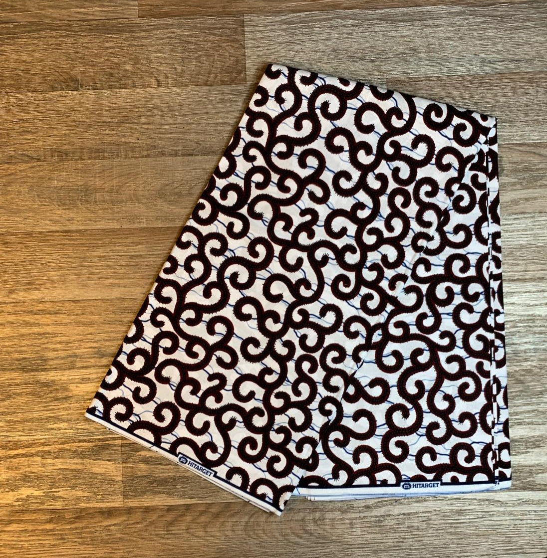Tissus Wax Africain 100% Coton Ankara 1 à 6 yards Wax Hitarget Macaroni Blanc