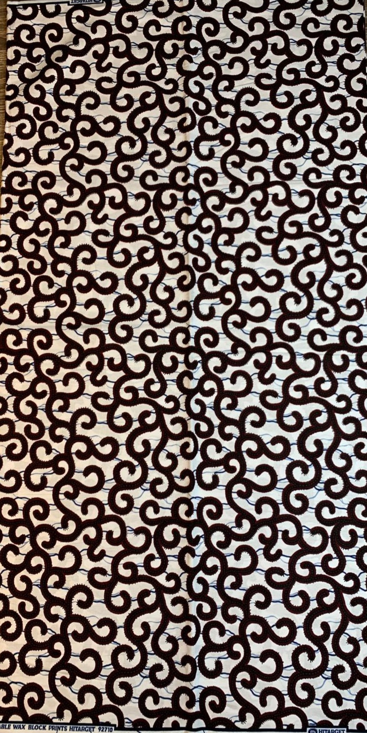 Tissus Wax Africain 100% Coton Ankara 1 à 6 yards Wax Hitarget Macaroni Blanc