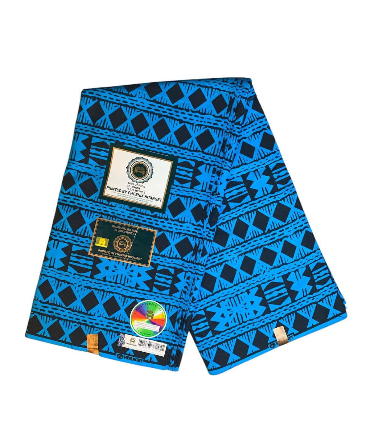 Tissus Wax Africain 100% Coton Ankara 1 à 12 yards Wax Hitarget Bogolan Ethnique Tribal bleu noir