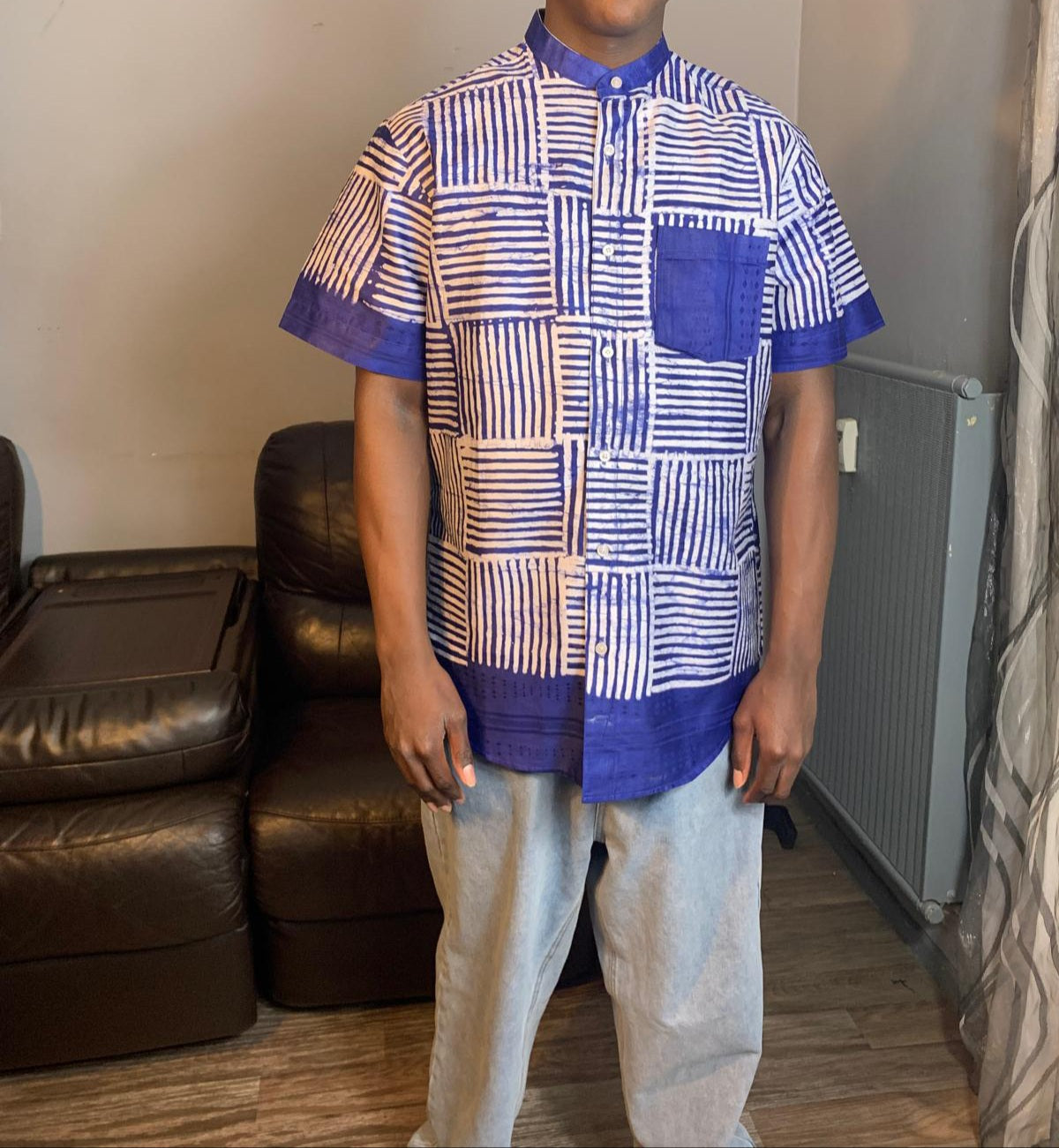 Men's Batik Bazin Adire Kampala Shirt