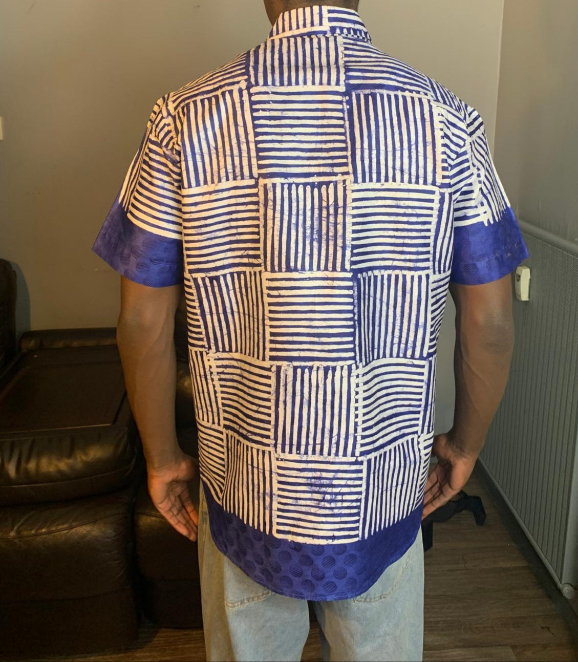 Chemise Homme Batik Bazin Adire Kampala Col chemise