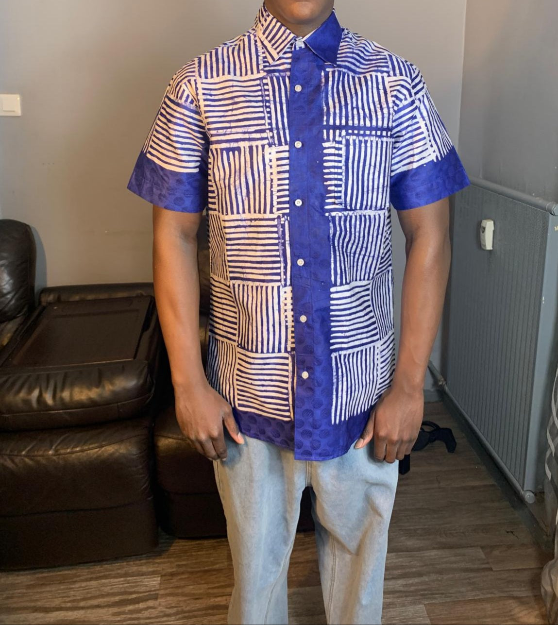 Chemise Homme Batik Bazin Adire Kampala Col chemise