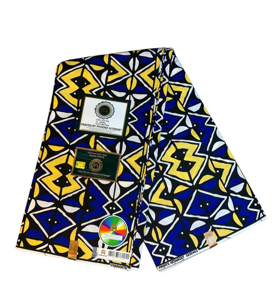 Afrikanischer Wachsstoff, 100 % Baumwolle, Ankara, 1 bis 12 Yards. Authentisches Hitarget-Wachsmuster: Bogolan-Design. Ethnisch