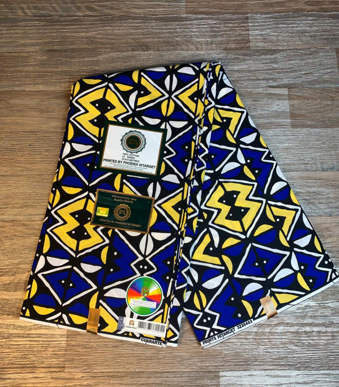 Tissus Wax Africain 100 Coton Ankara 1 à 12 Yards.Wax Hitarget Motif : Bogolan Design. Ethnique