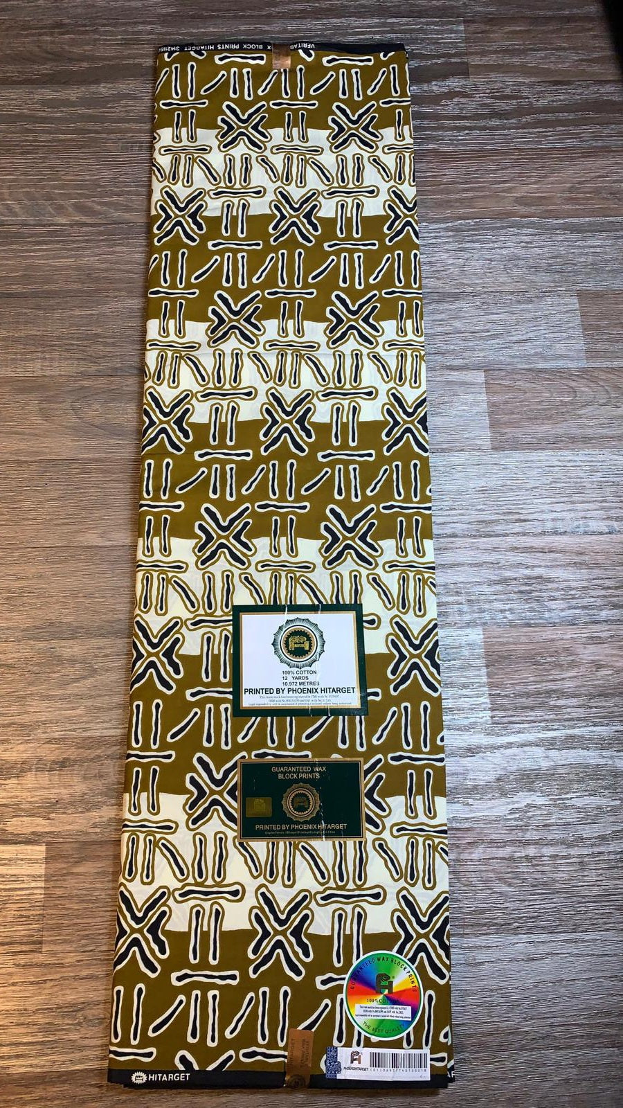 Tissus Wax Africain 100 Coton Ankara 1 à 6 Yards.Wax Hitarget Authentique Motif : Bogolan Design. Ethnique
