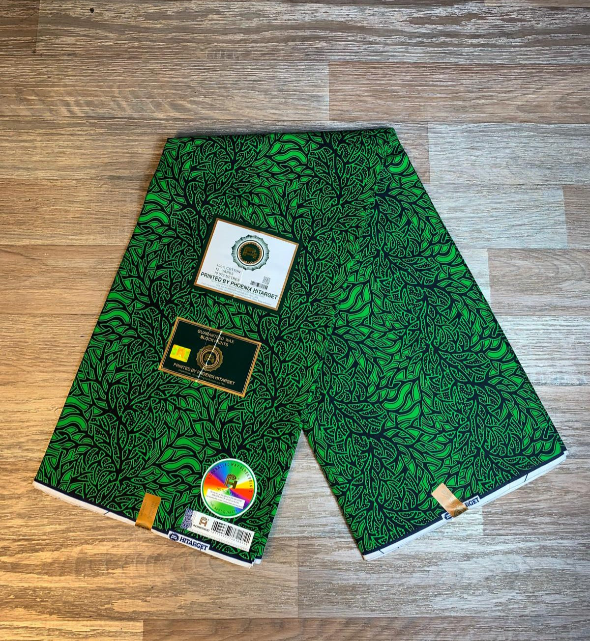 Tissus Wax Africain 100% Coton Ankara 1 à 6 yards Wax Hitarget Green Ankara