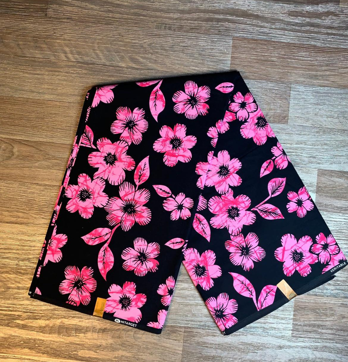 Tissus Wax Africain 100% Coton Ankara 1 à 6 yards Wax Hitarget :Fleur D'orchidée, Noir Rose