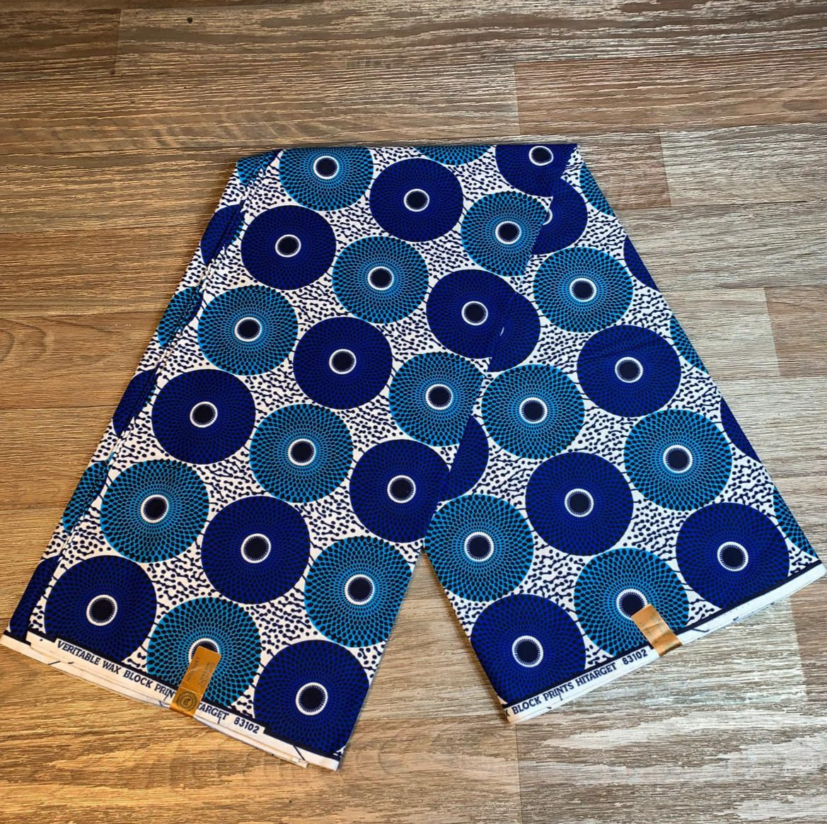 Tissus Wax Africain 100% Coton Ankara 1 à 6 yards Wax Hitarget Petit Disque Bleu