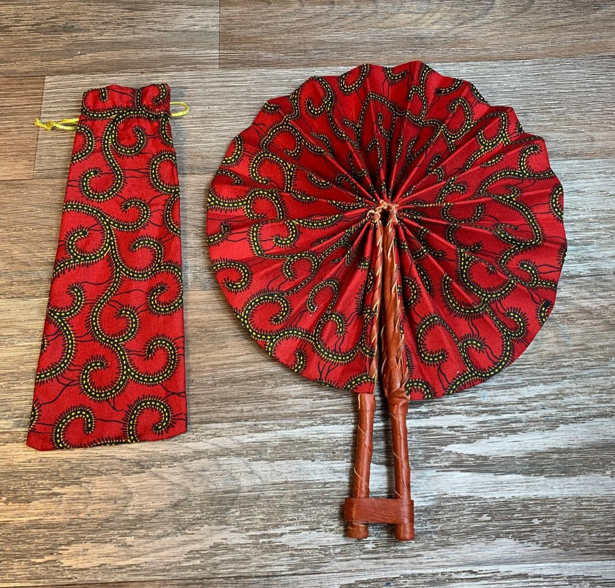 Éventail Wax 100%Coton Macaroni Rouge