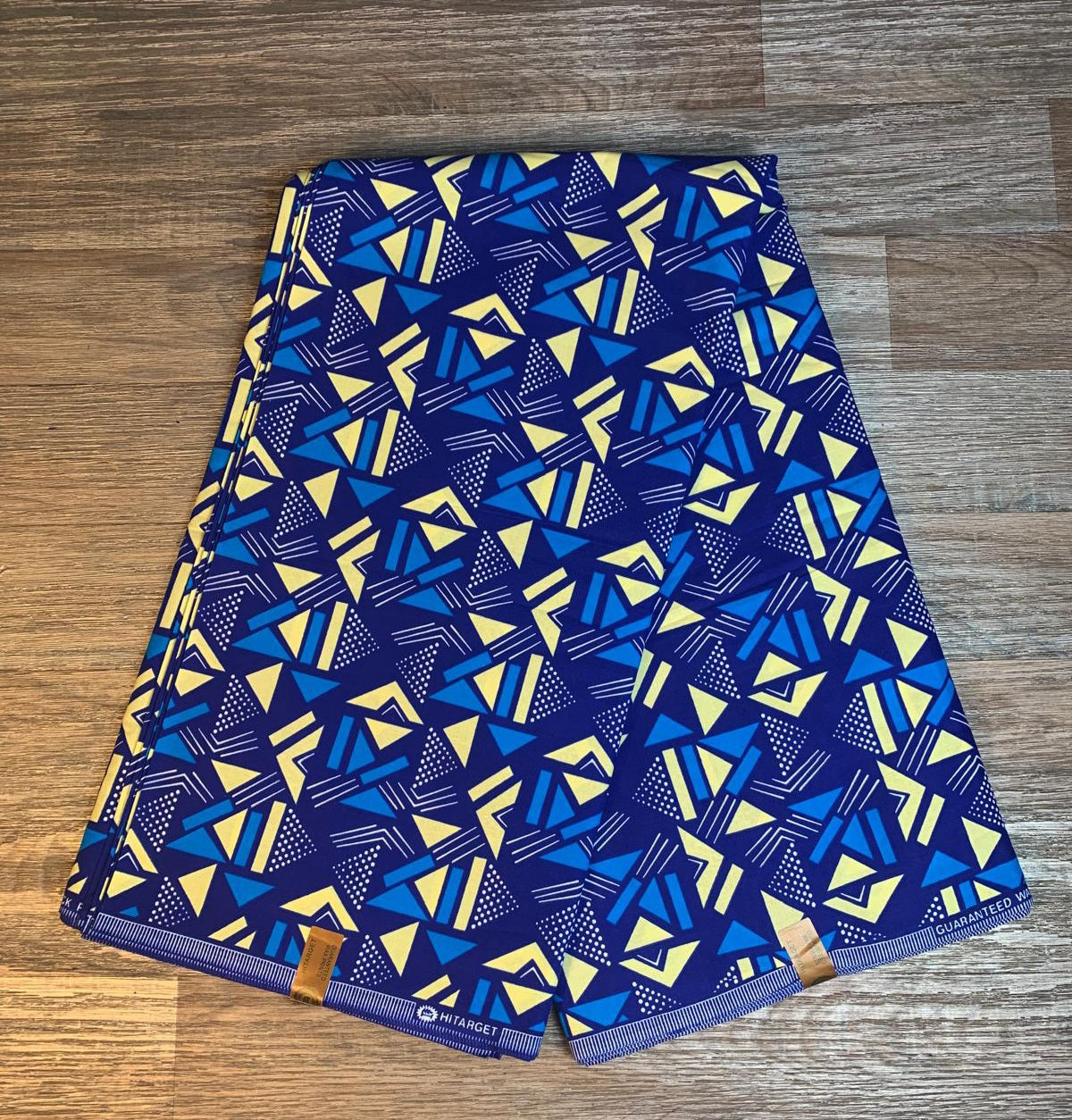 Tissus Wax Africain 100% Coton Ankara 1 à 12 yards Wax Hitarget motif : Bogolan Design Ethnique bleu jaune