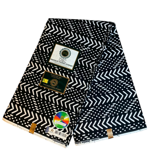 Afrikanischer Wachsstoff, 100 % Baumwolle, Ankara-Design, 1 bis 12 Yards, Wax Hitarget, authentisches Muster: Bogolan Batik