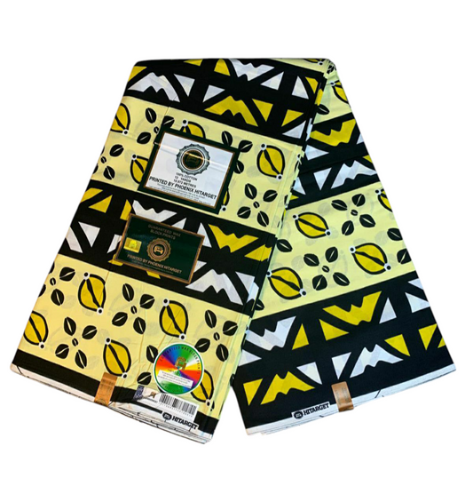 Afrikanische Wachsstoffe, 100 % Baumwolle, Ankara-Design, 1 bis 12 Yards, Wax Hitarget, authentisches Muster: Bogolan-Ethno-Design