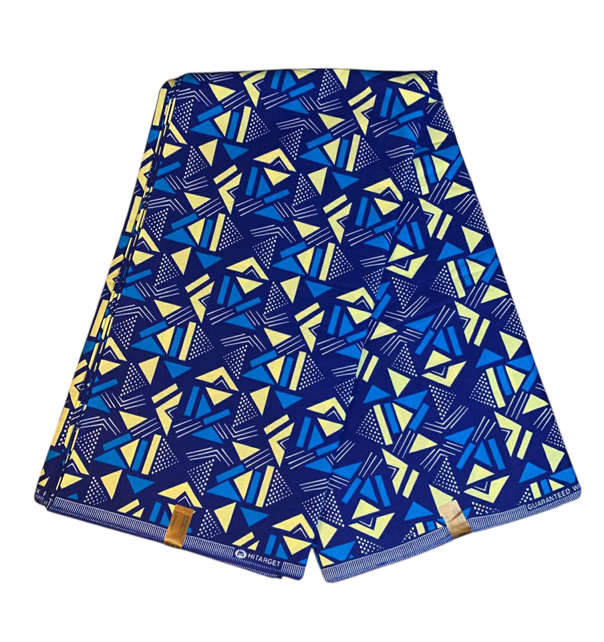 Tissus Wax Africain 100% Coton Ankara 1 à 12 yards Wax Hitarget motif : Bogolan Design Ethnique bleu jaune