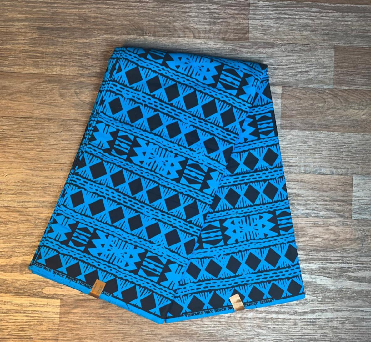 Tissus Wax Africain 100% Coton Ankara 1 à 12 yards Wax Hitarget Bogolan Ethnique Tribal bleu noir