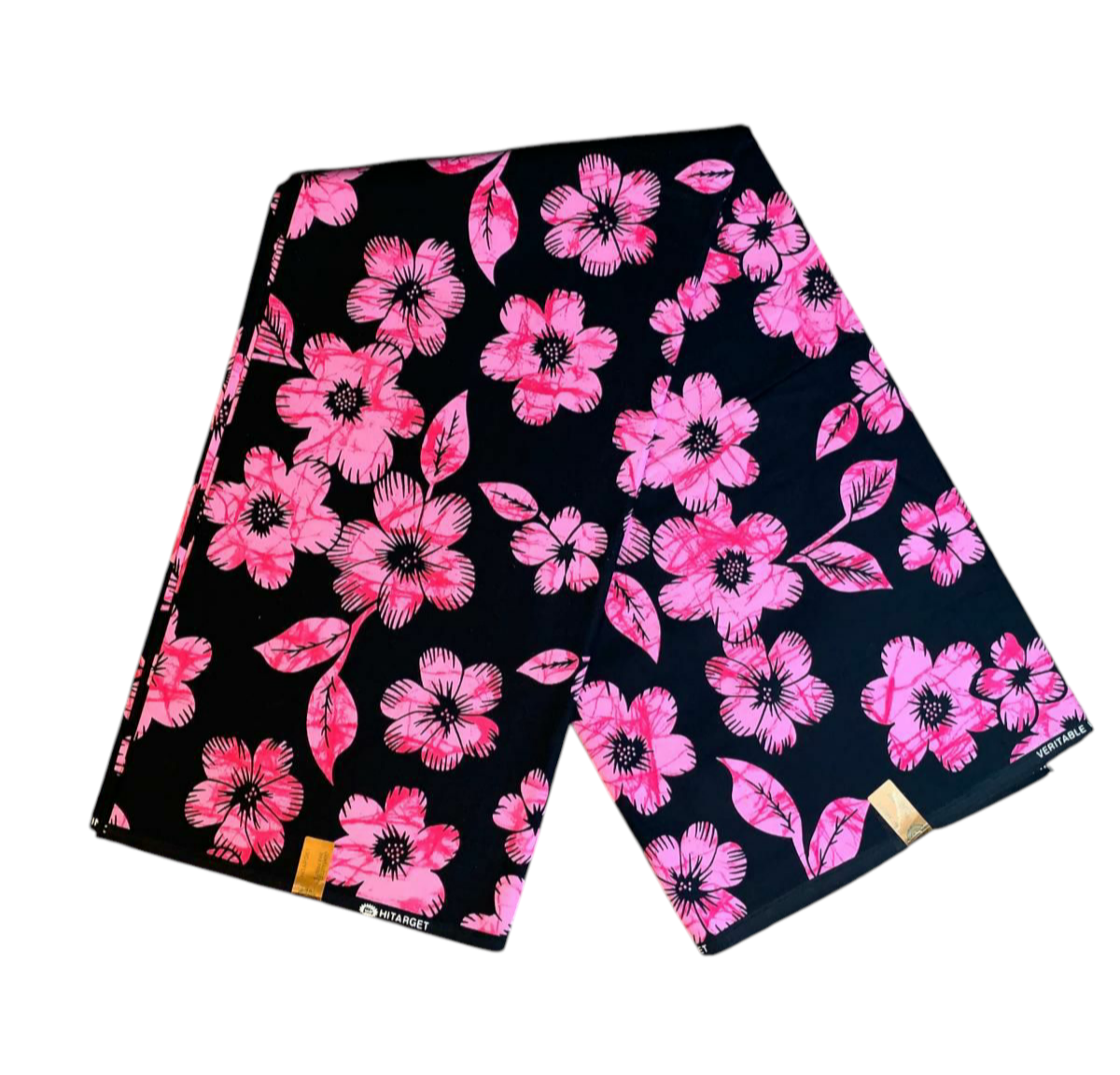 Tissus Wax Africain 100% Coton Ankara 1 à 6 yards Wax Hitarget :Fleur D'orchidée, Noir Rose