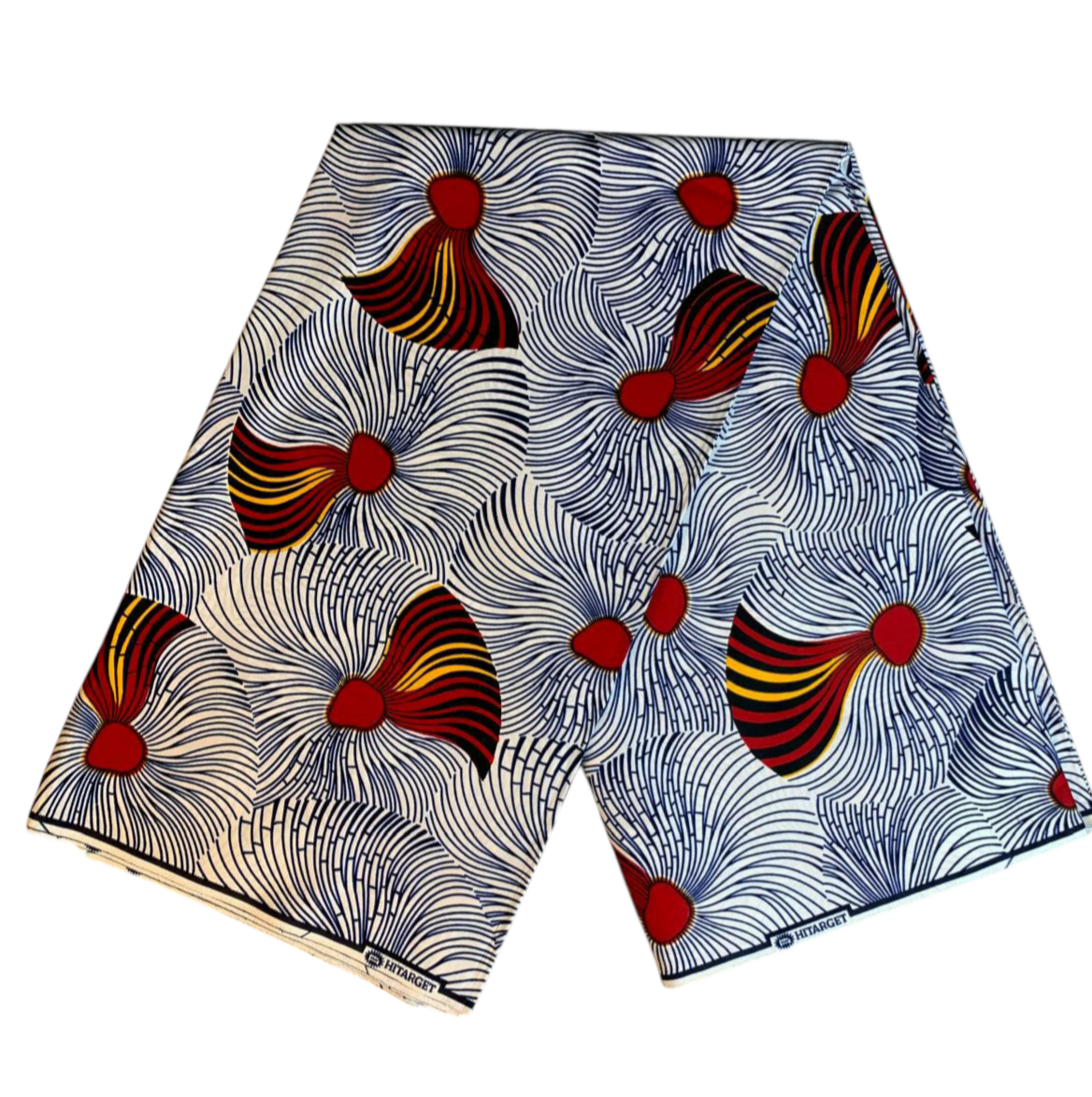 Tissus Wax Africain 100% Coton Ankara Design 1 à 6 yards Wax Hitarget Authentique motif : Balai Blanc et Rouge