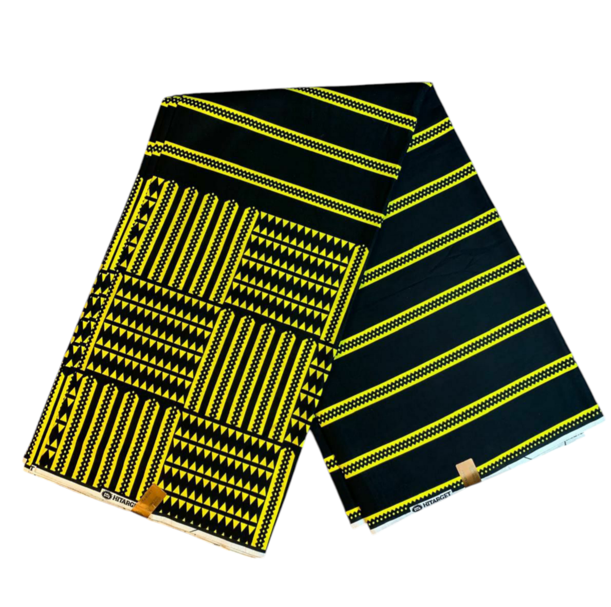 Tissus Wax Africain 100% Coton Ankara 1 à 6 yards Wax Hitarget Noir Jaune