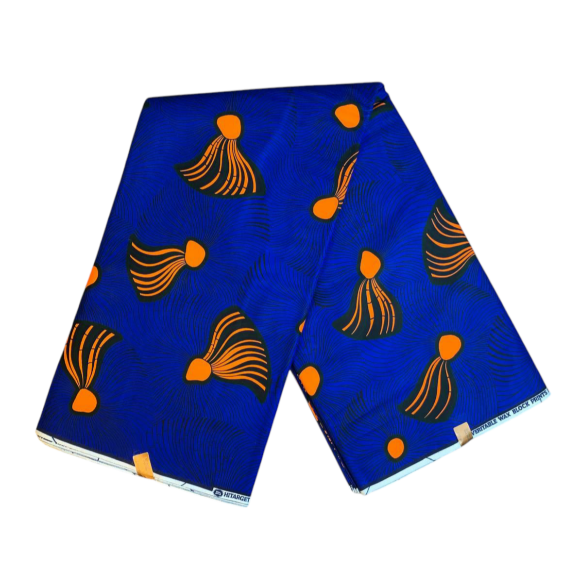 Tissus Wax Africain 100% Coton Ankara 1 à 12 yards Wax Hitarget Balai Bleu Orange.