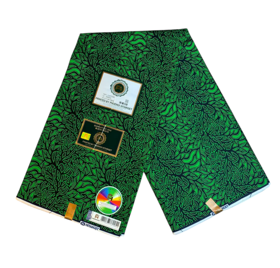 Tissus Wax Africain 100% Coton Ankara 1 à 6 yards Wax Hitarget Green Ankara