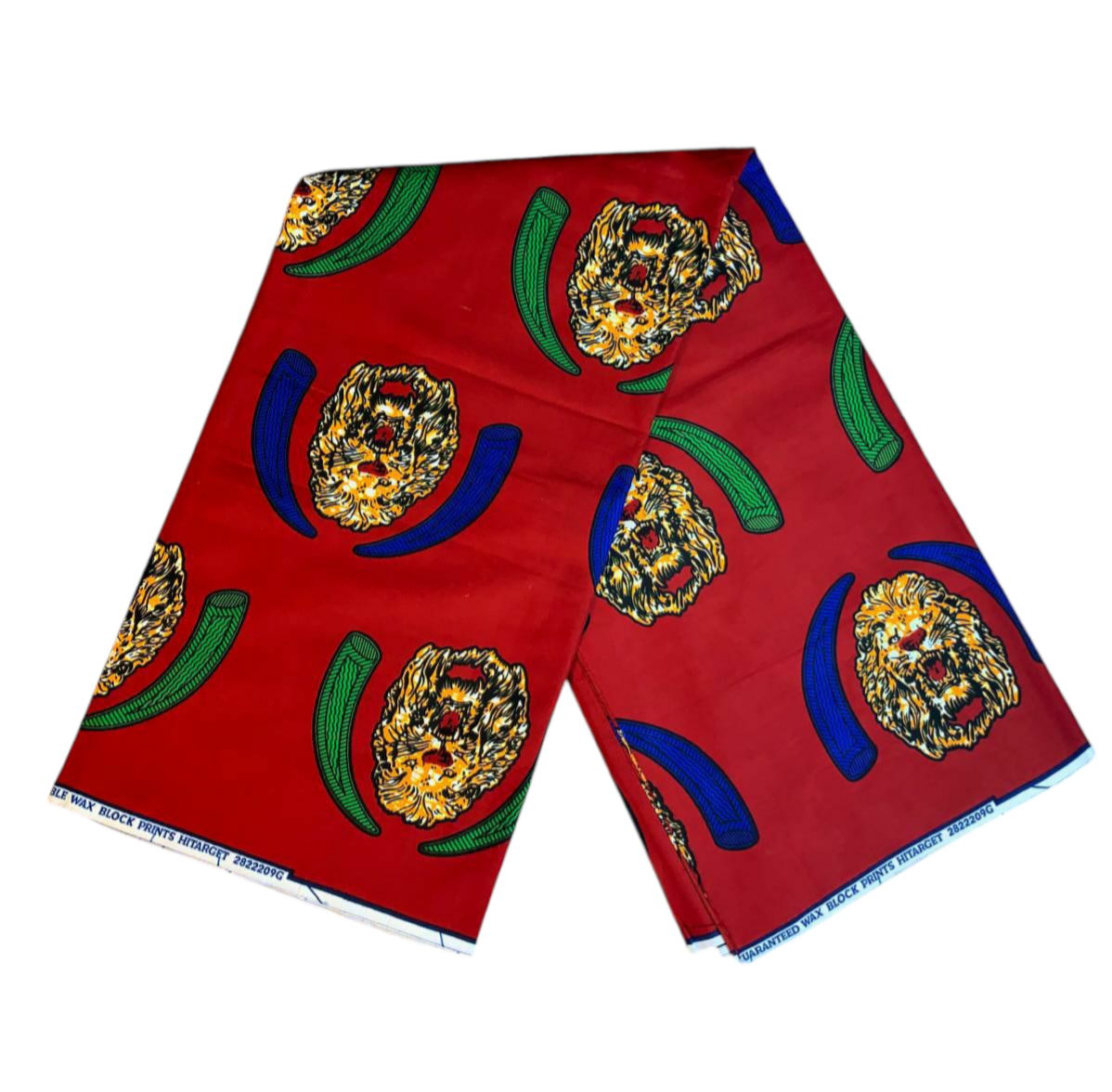 Tissus Wax Africain 100% Coton Ankara 1 à 6 yards Wax Hitarget Authentique motif : Tête de Lion