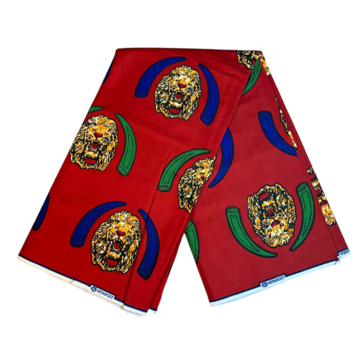 Tissus Wax Africain 100% Coton Ankara 1 à 6 yards Wax Hitarget Authentique motif : Tête de Lion