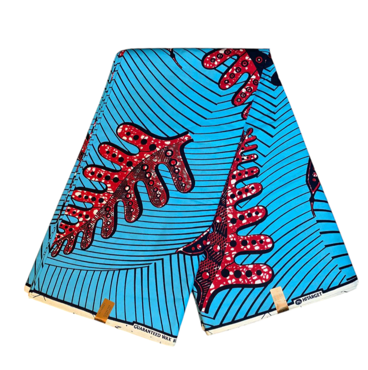 Tissus Wax Africain 100% Coton Ankara 1 à 12 yards Wax Hitarget motif : Coraux Turquoise