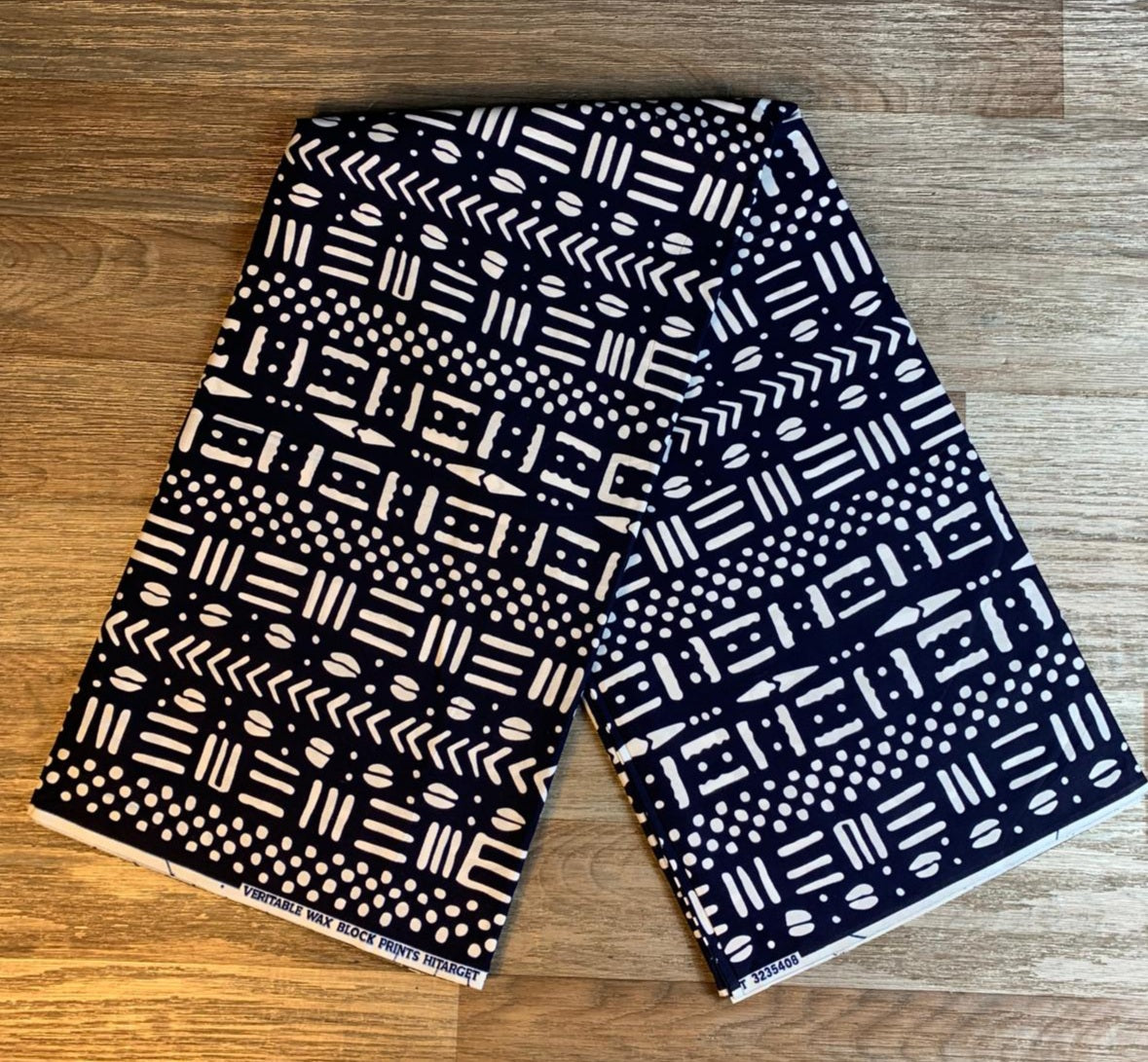 Tissus Wax Africain 100 Coton Ankara 1 à 6 Yards.Wax Hitarget Motif : Bogolan Ethnique Batik