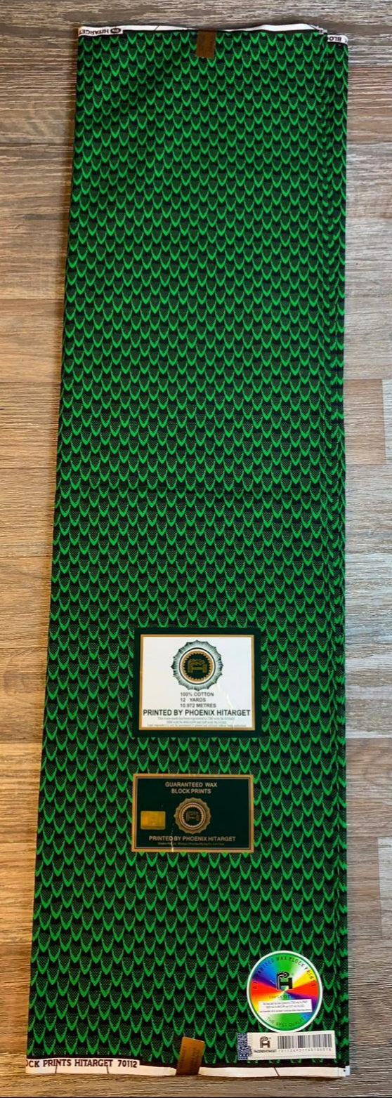 Tissus Wax Africain 100% Coton Ankara 1 à 5 yards Wax Hitarget Vertes Green Écaille