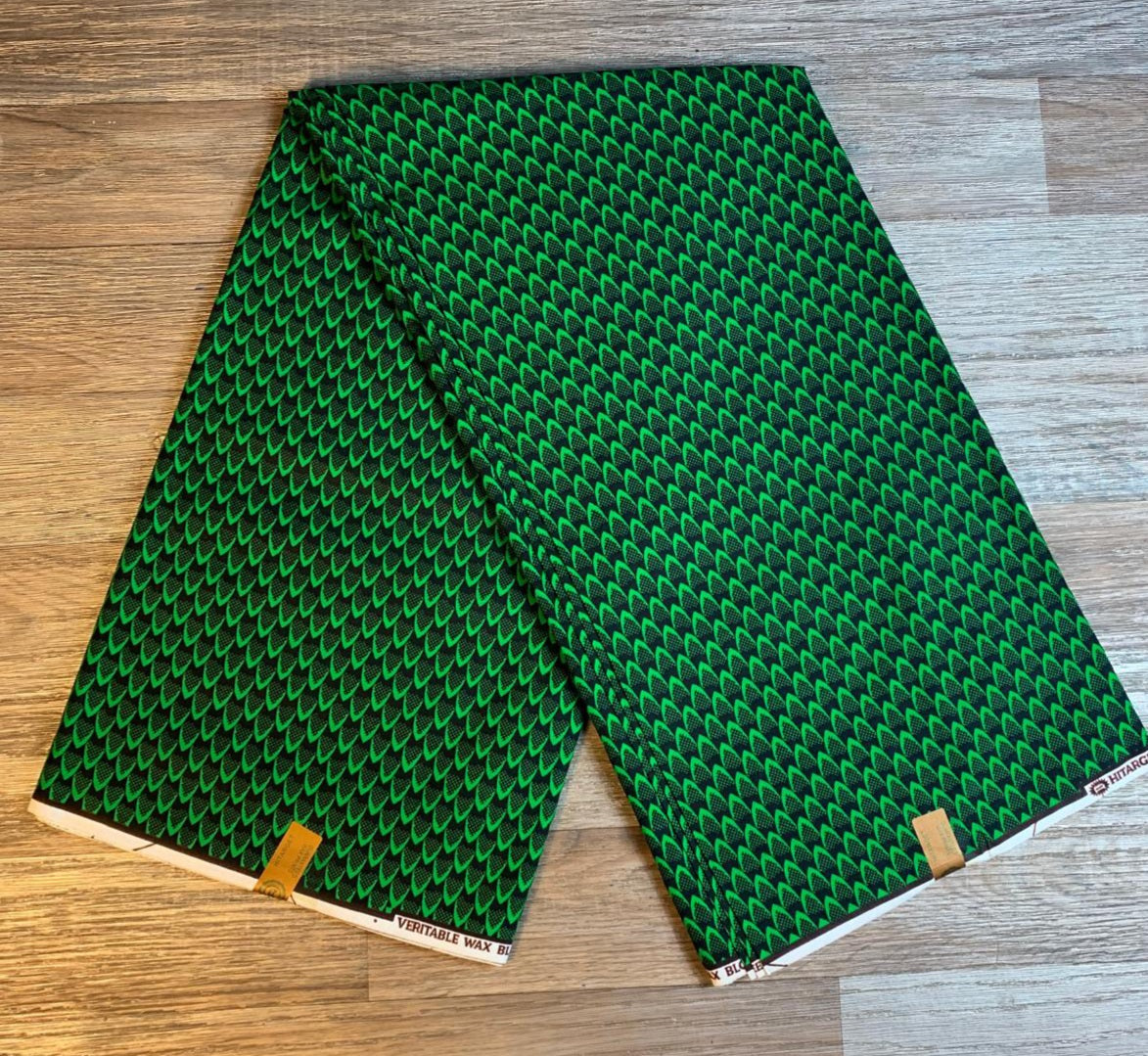 Tissus Wax Africain 100% Coton Ankara 1 à 5 yards Wax Hitarget Vertes Green Écaille
