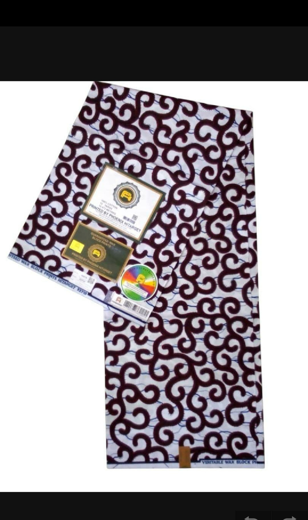 Tissus Wax Africain 100% Coton Ankara 1 à 6 yards Wax Hitarget Macaroni Blanc
