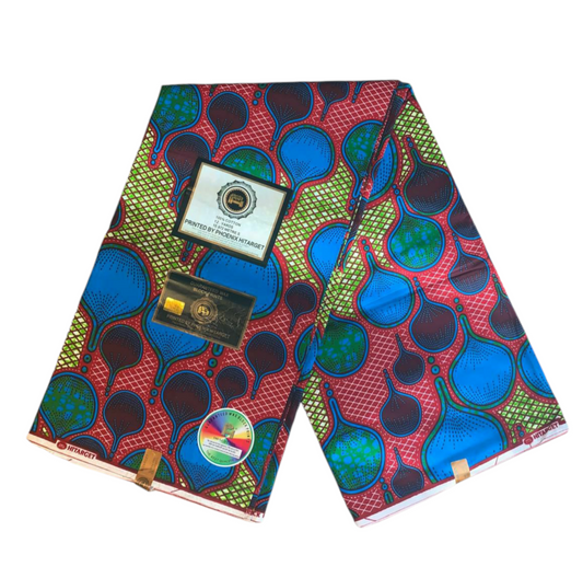 Afrikanischer Wachsstoff, 100 % Baumwolle, Ankara-Design, 1 bis 6 Yards, Wachs, Hitarget Authentic Collection, Vintage-Yoruba-Design.