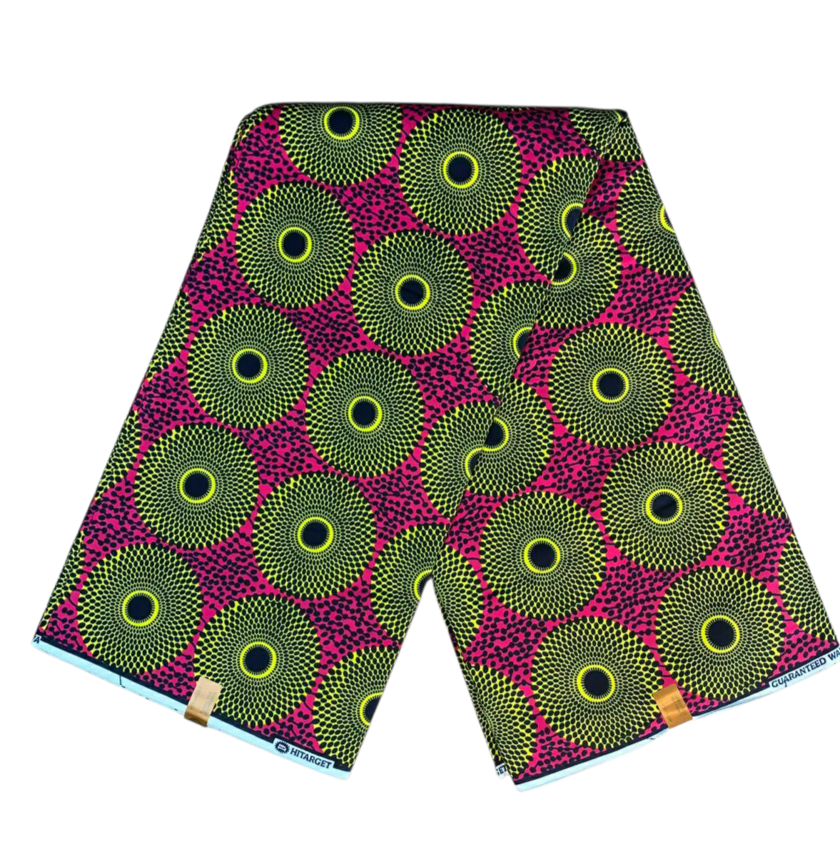 Tissus Wax Africain 100% Coton Ankara 1 à 12 yards Wax Hitarget petit Disques Rose Jaune