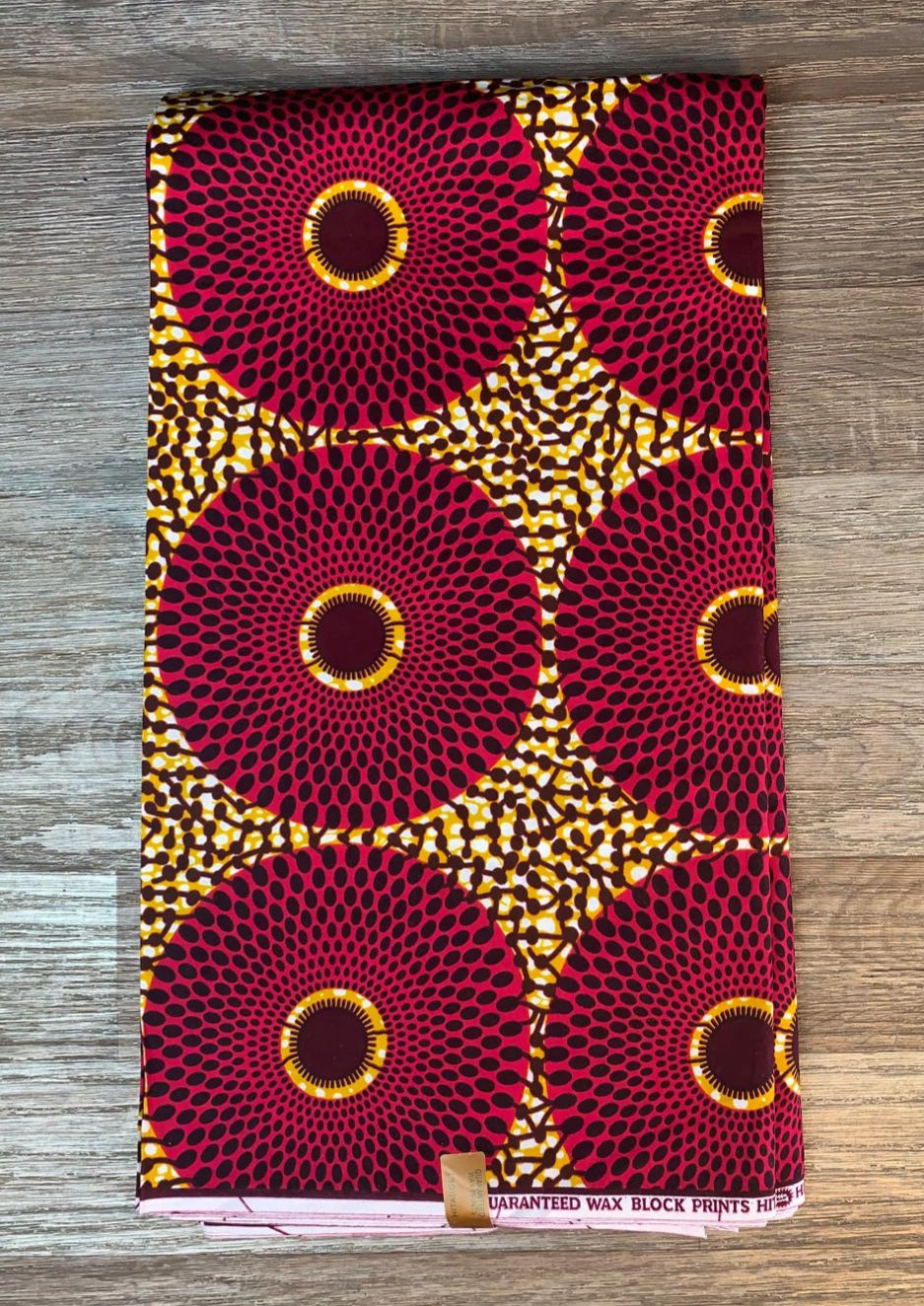 Tissus Wax Africain 100% Coton Ankara 1 à 12 yards Wax Hitarget Ankara Grand Disques Rouge Camel.