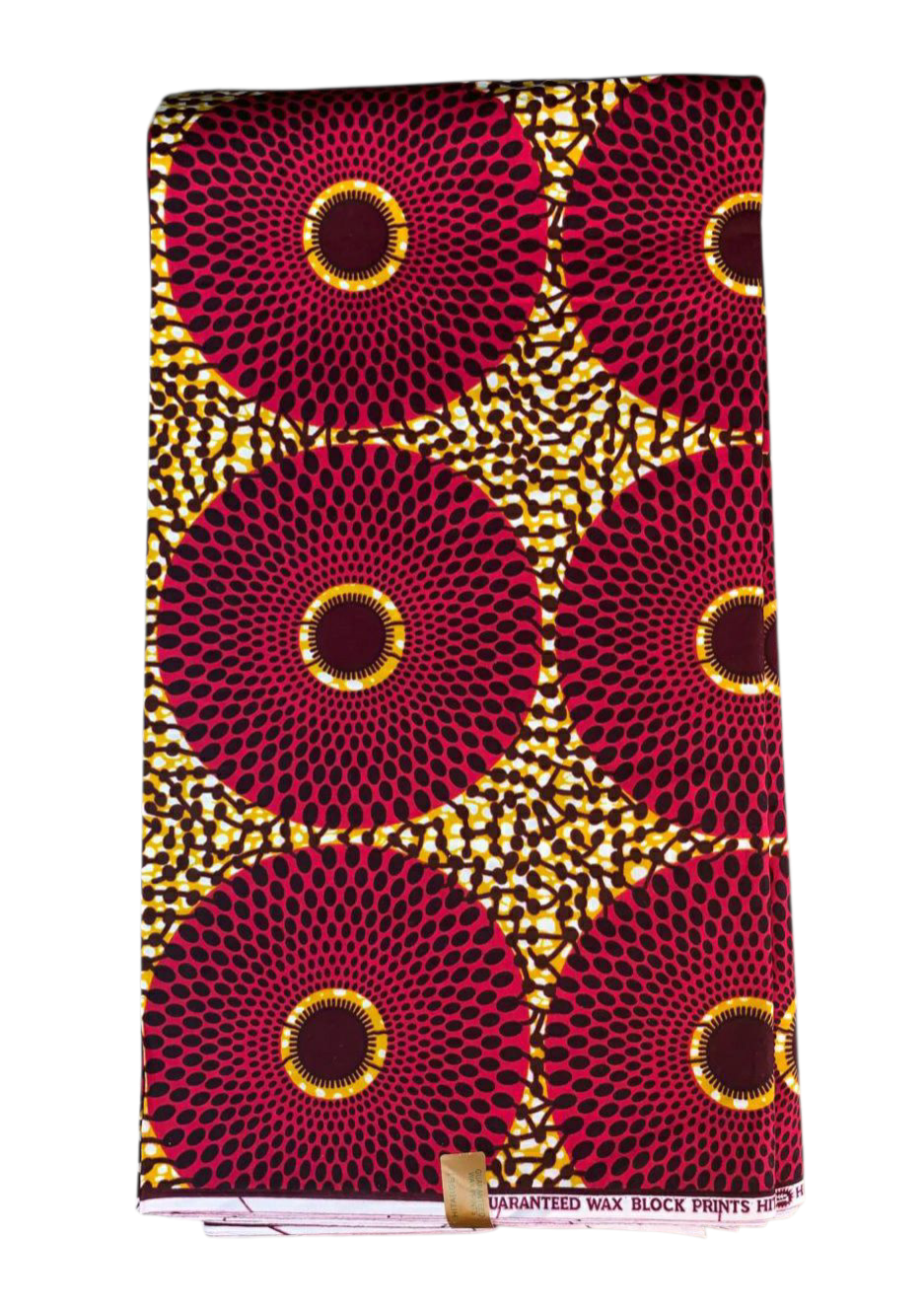 Tissus Wax Africain 100% Coton Ankara 1 à 12 yards Wax Hitarget Ankara Grand Disques Rouge Camel.