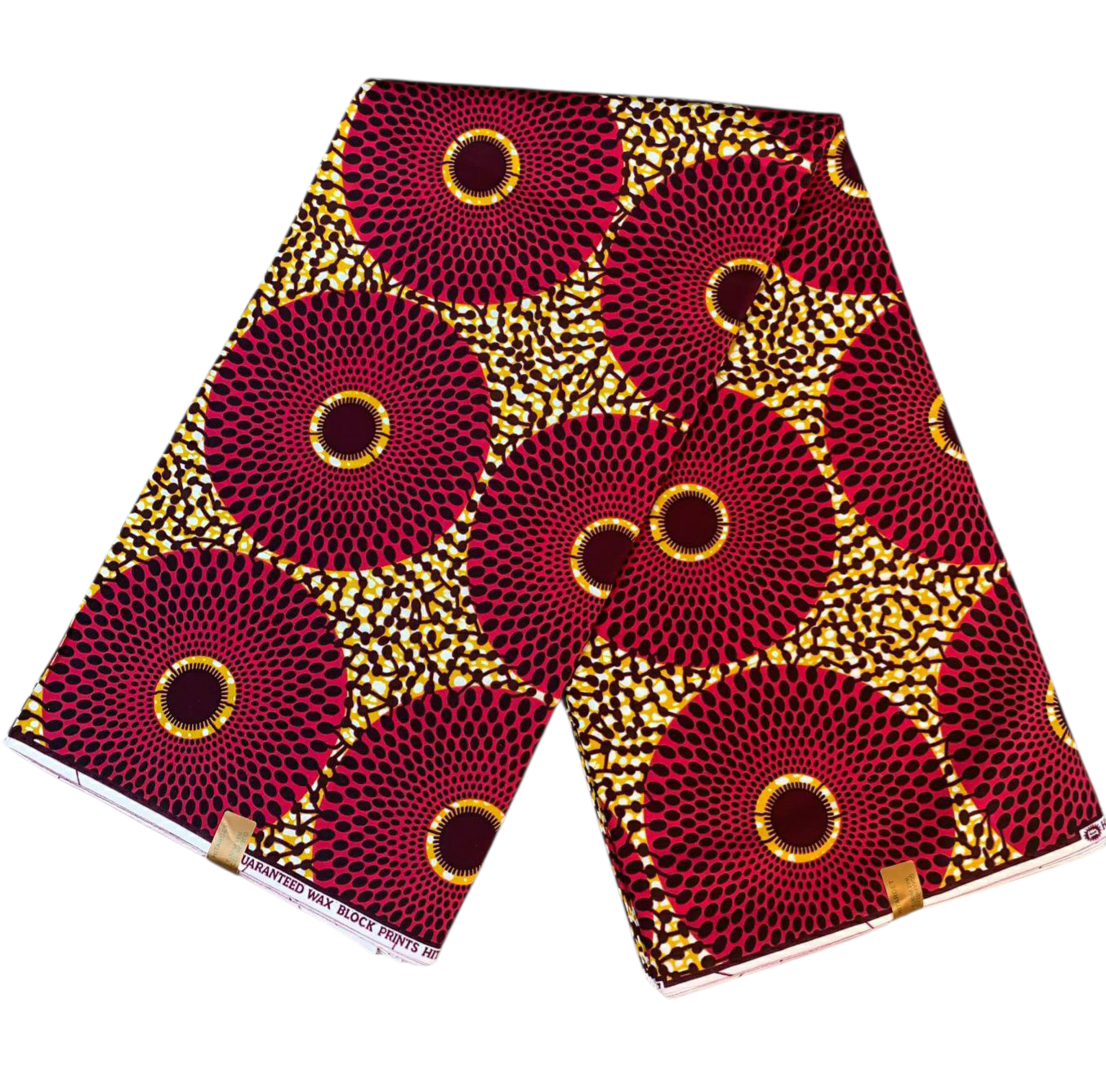 Tissus Wax Africain 100% Coton Ankara 1 à 12 yards Wax Hitarget Ankara Grand Disques Rouge Camel.