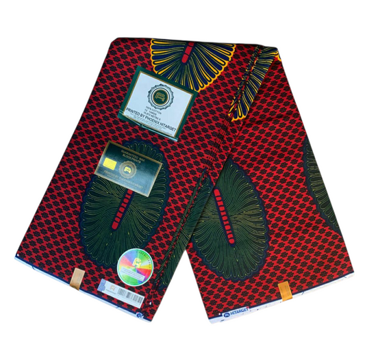 Tissus Wax Africain 100% Coton Ankara  1 à 12 yards Wax Hitarget Rouge jaune Vert Ankara